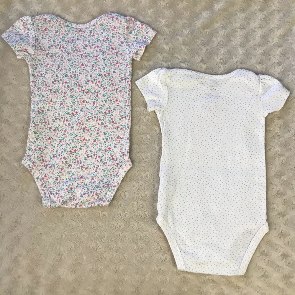 Carter’s Bodysuit Bundle Size 12 Months Pink White Floral Hearts - Picture 4 of 5
